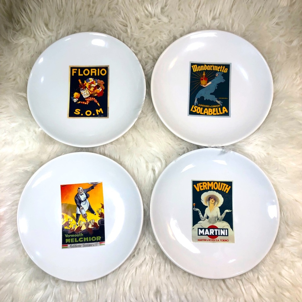 Pottery Barn Cocktail Plates Set of 4 Vintage Art Deco